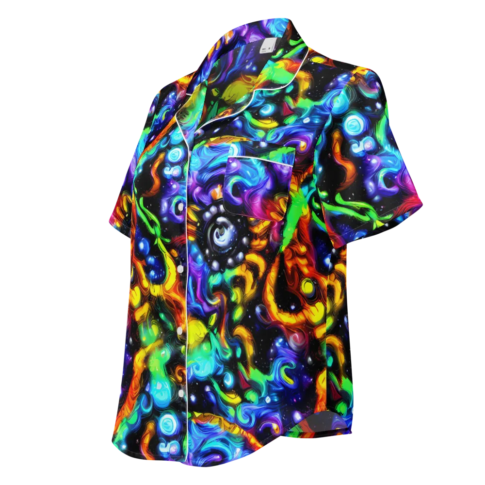Infinite Colorstorm on Women's Short Sleeve Pajama Top — Left Front