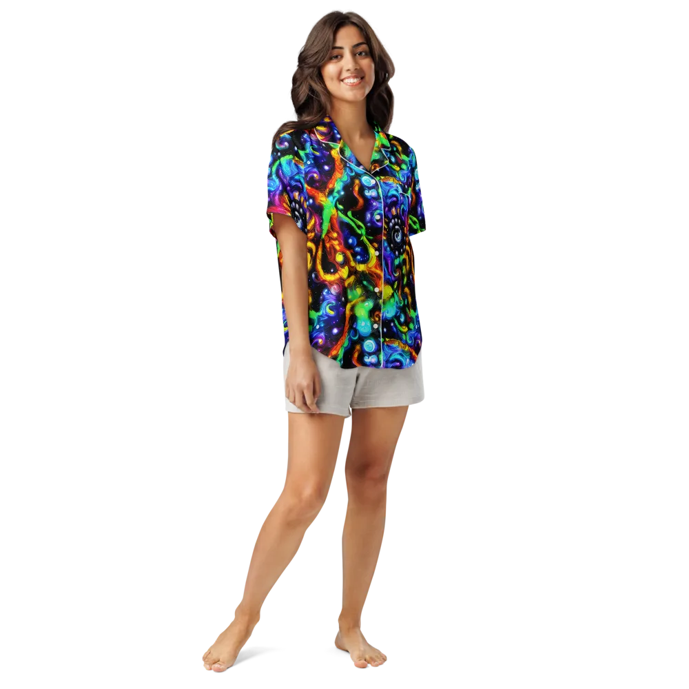 Infinite Colorstorm on Women's Short Sleeve Pajama Top — Front
