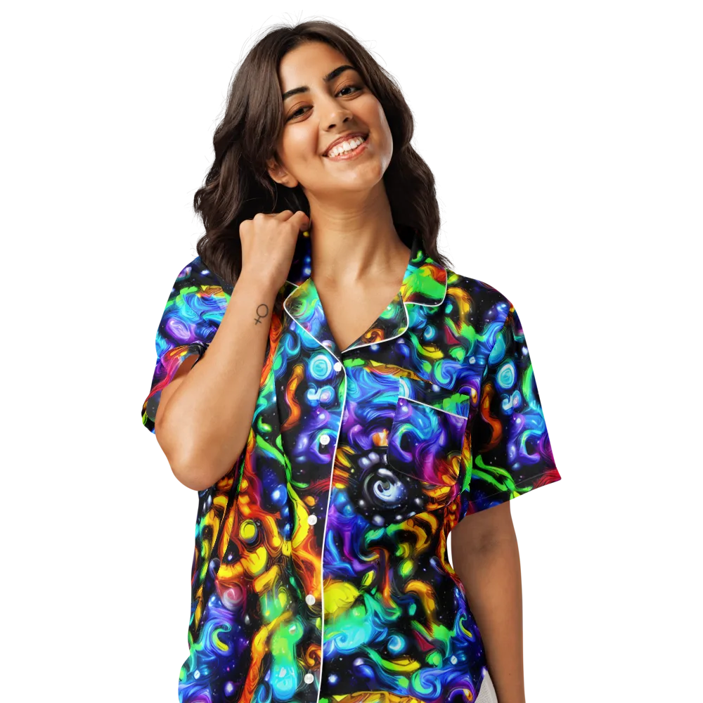 Infinite Colorstorm on Women's Short Sleeve Pajama Top — Front