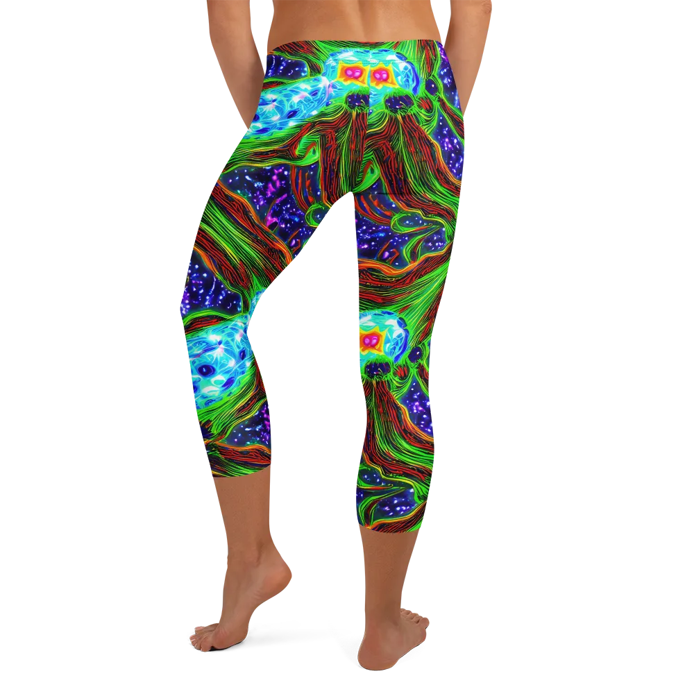 Fluorescent Eden on Capri Leggings — Back