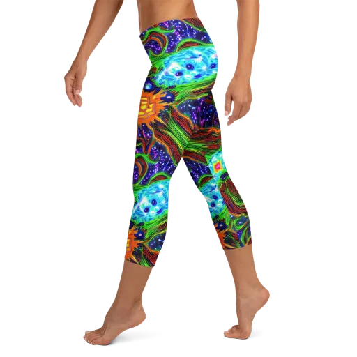 Fluorescent Eden on a Capri Leggings