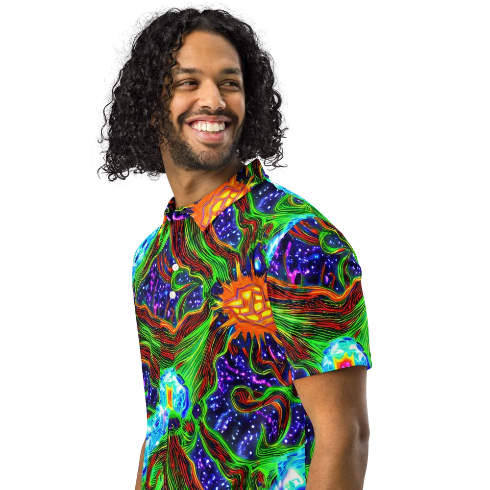 Fluorescent Eden on Men's Slim Fit Polo Shirt — Left Front