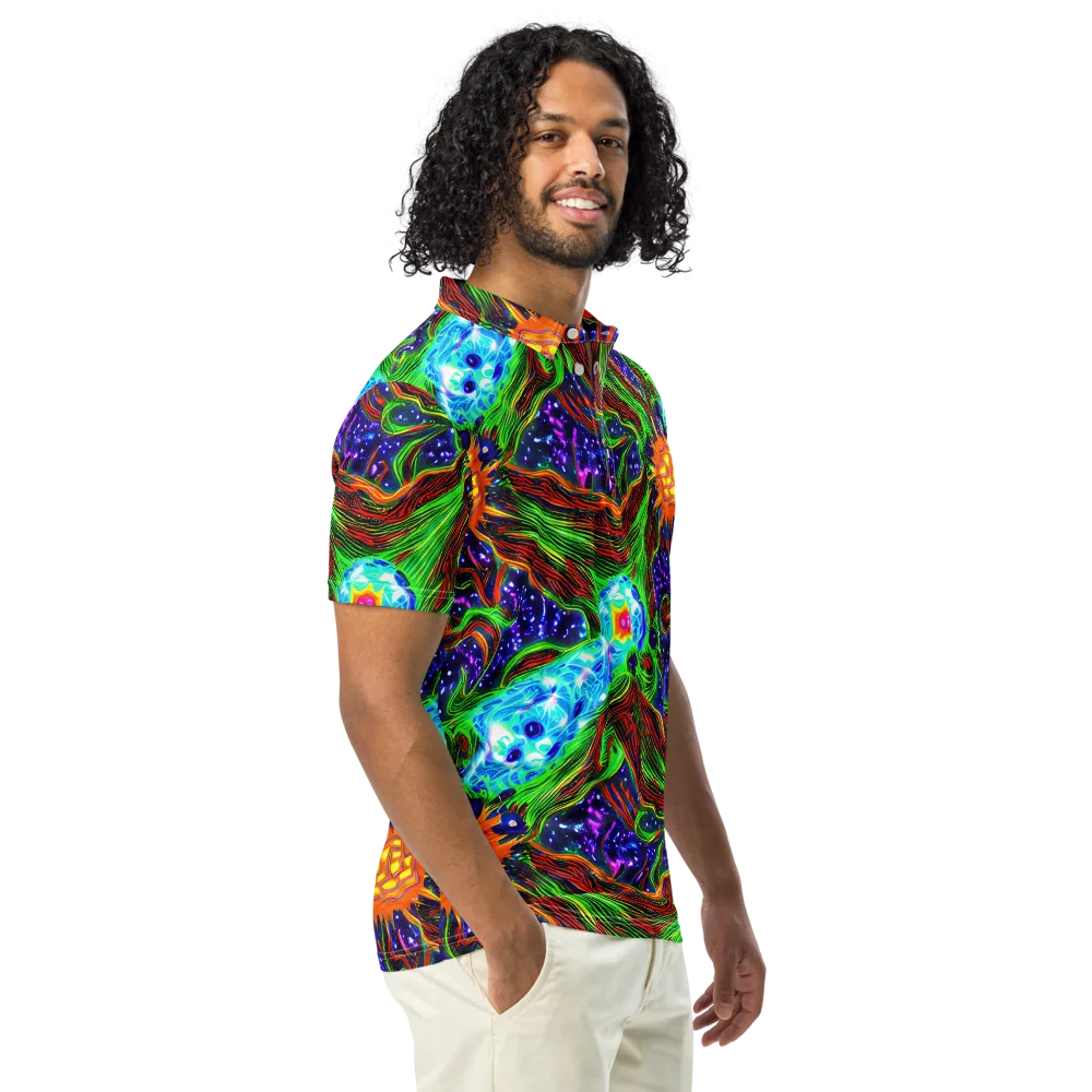 Fluorescent Eden on Men's Slim Fit Polo Shirt — Right Front