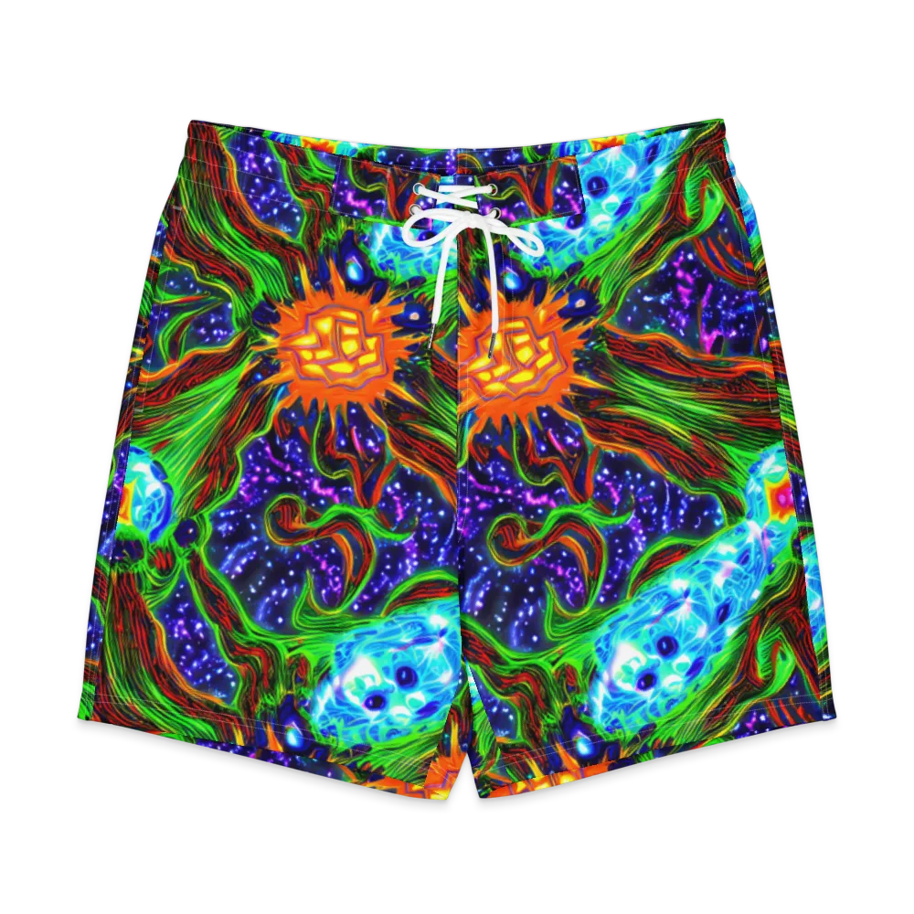Fluorescent Eden on Men's Board Shorts — Front