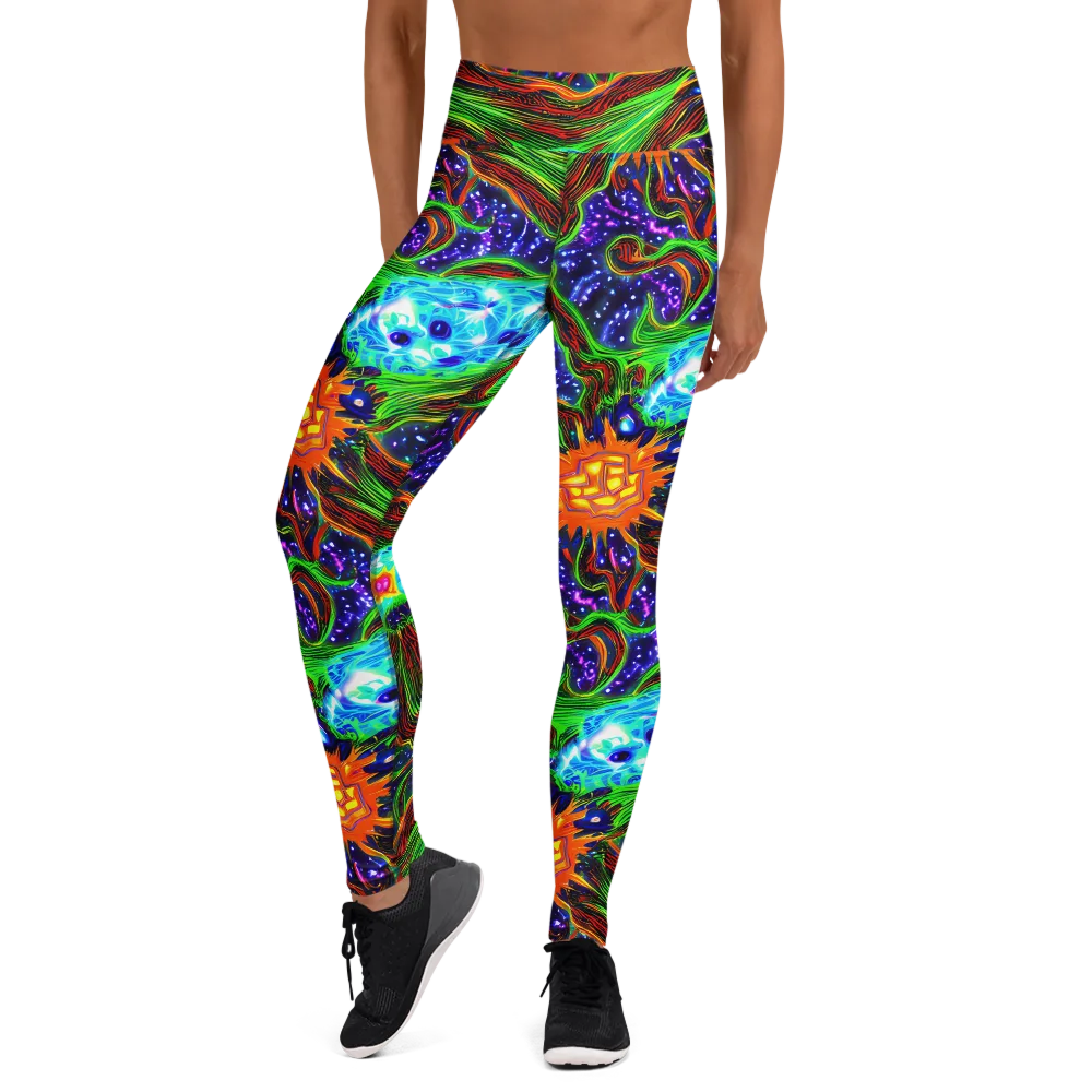 Fluorescent Eden on Yoga Leggings — Front