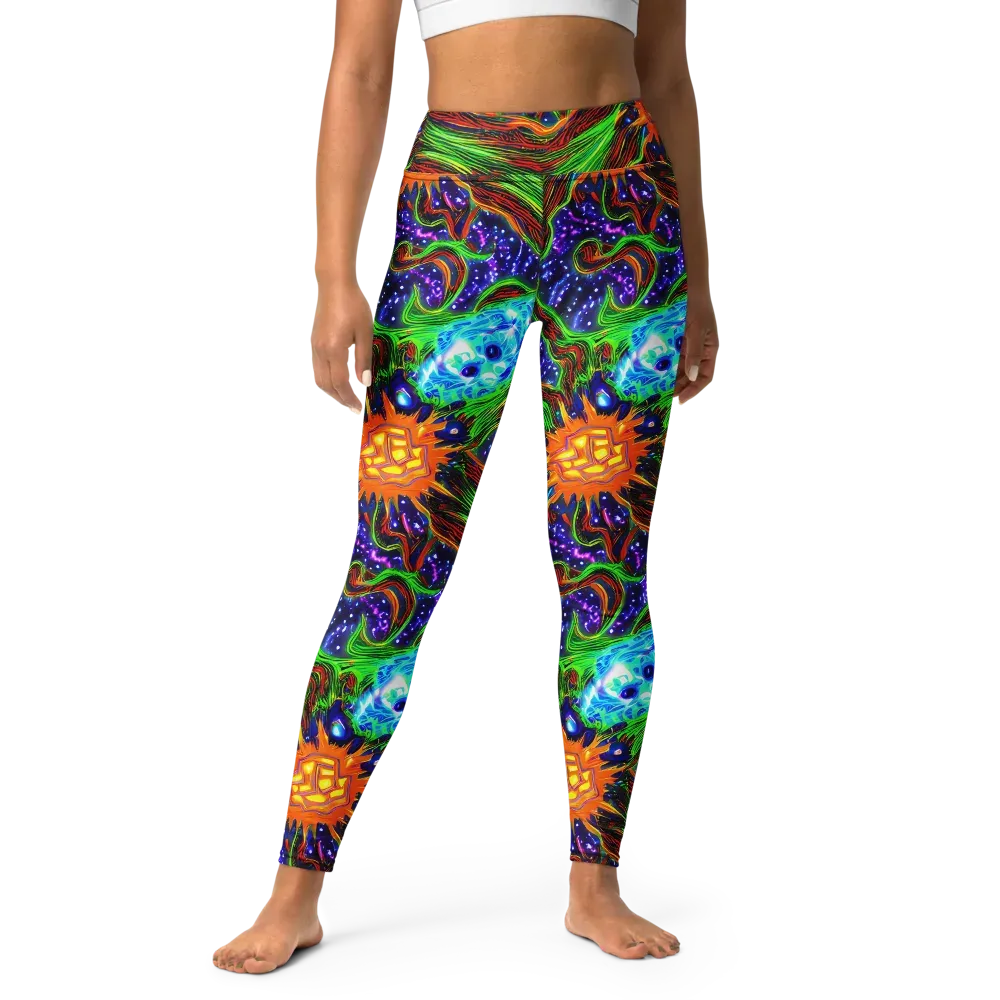 Fluorescent Eden on Yoga Leggings — Front
