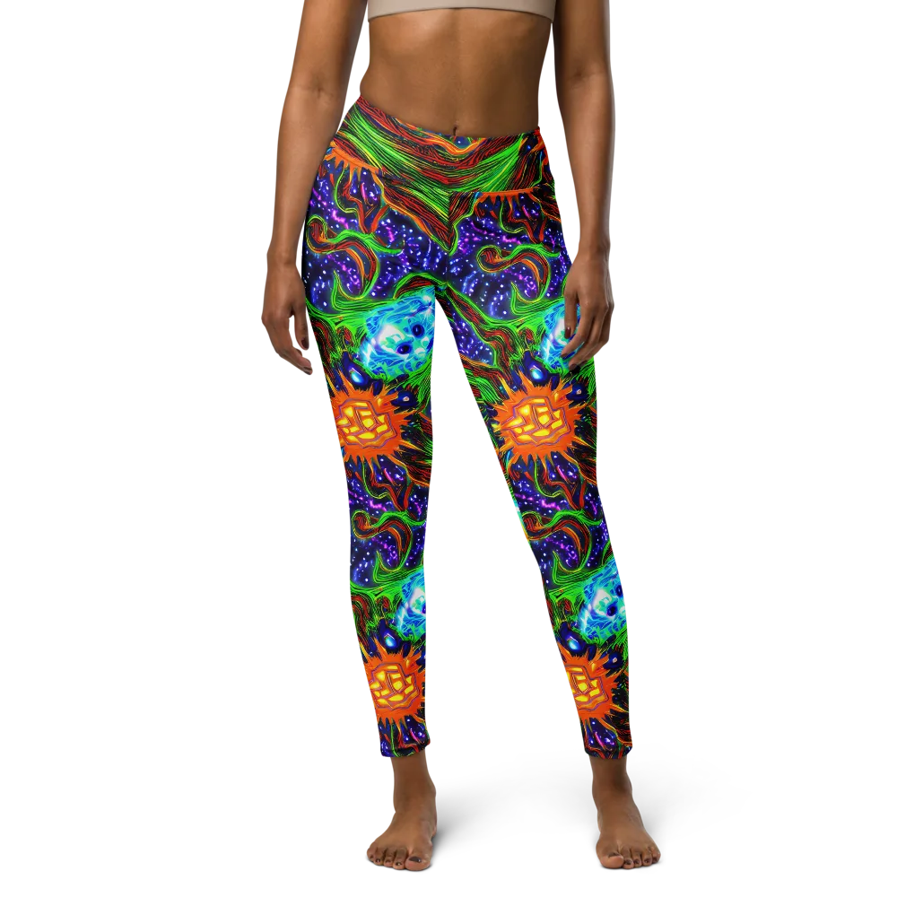 Fluorescent Eden on Yoga Leggings — Front