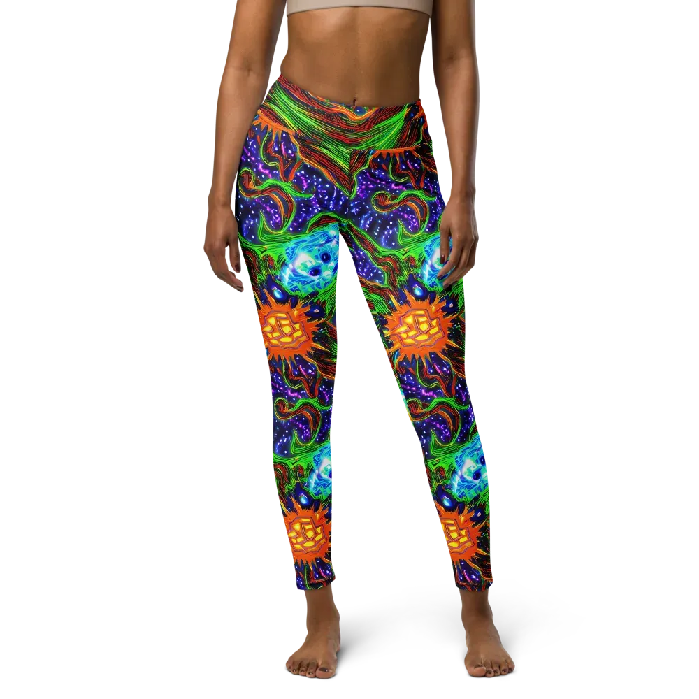 Fluorescent Eden on Yoga Leggings — Front