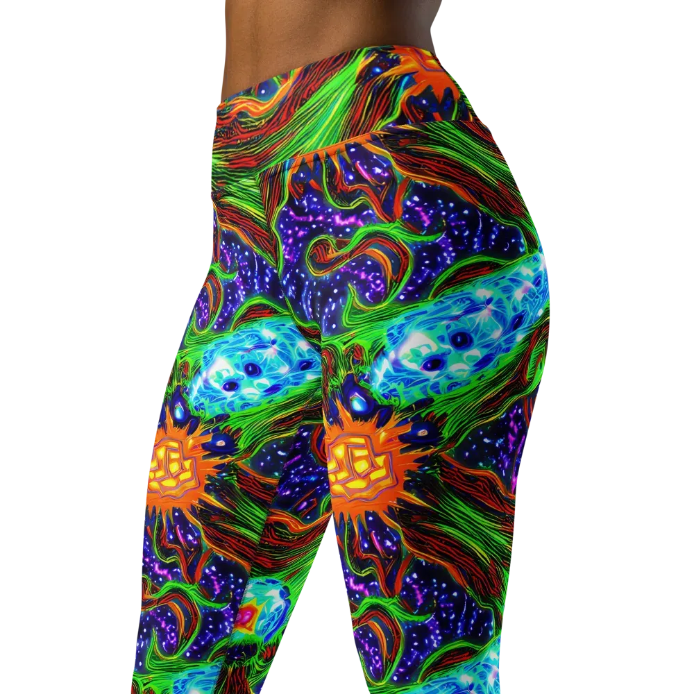 Fluorescent Eden on Yoga Leggings — Left Front