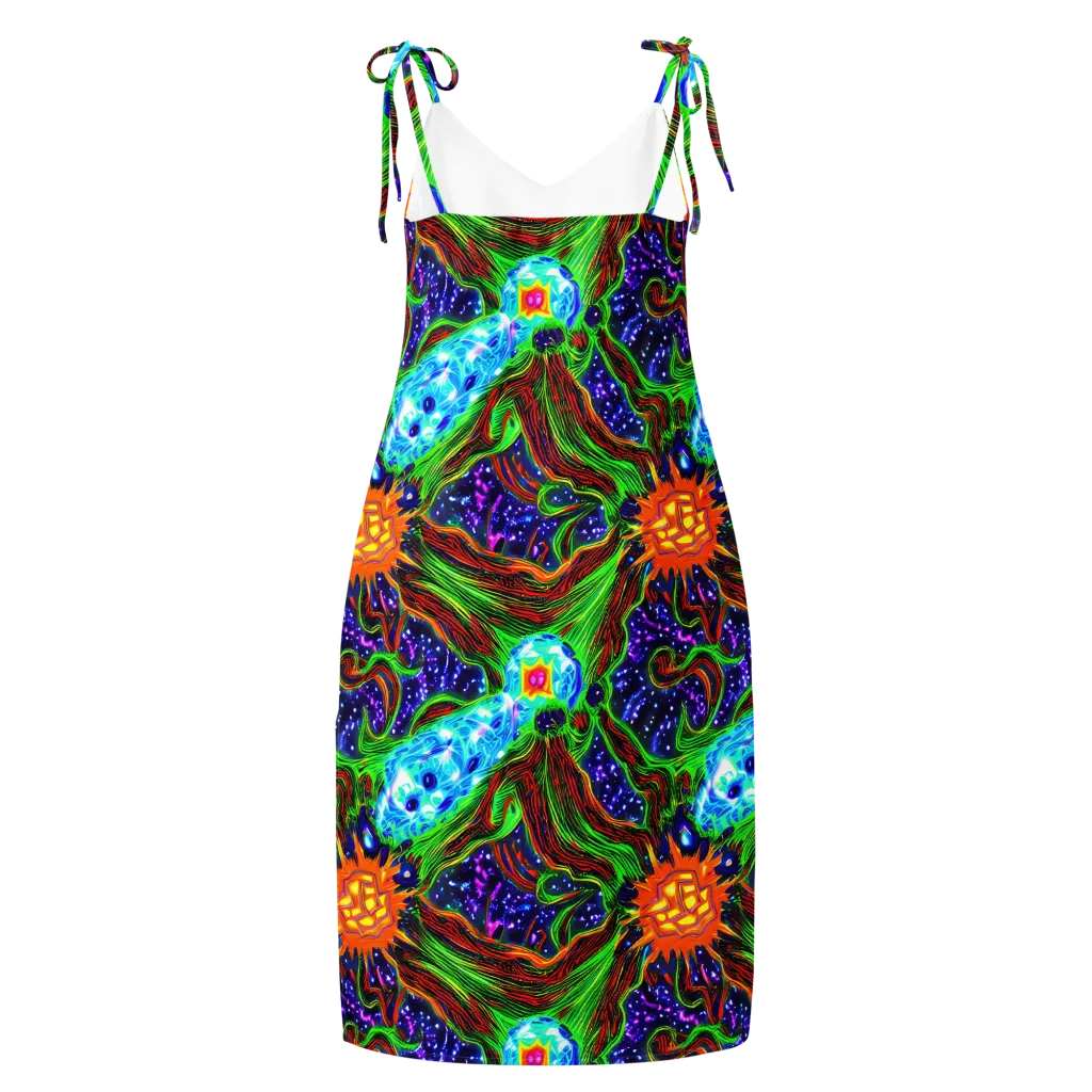 Fluorescent Eden on Slip Dress — Back