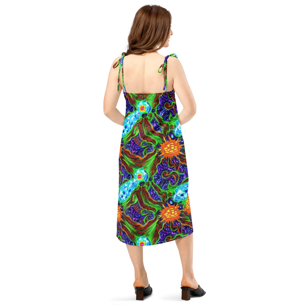 Fluorescent Eden on Slip Dress — Back