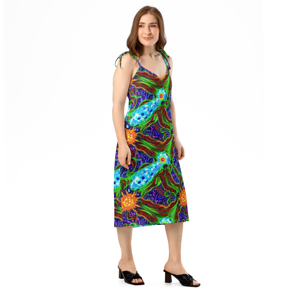 Fluorescent Eden on Slip Dress — Right Front