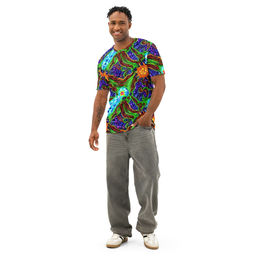 Fluorescent Eden on Men's Cotton Crew Neck T-Shirt — Front
