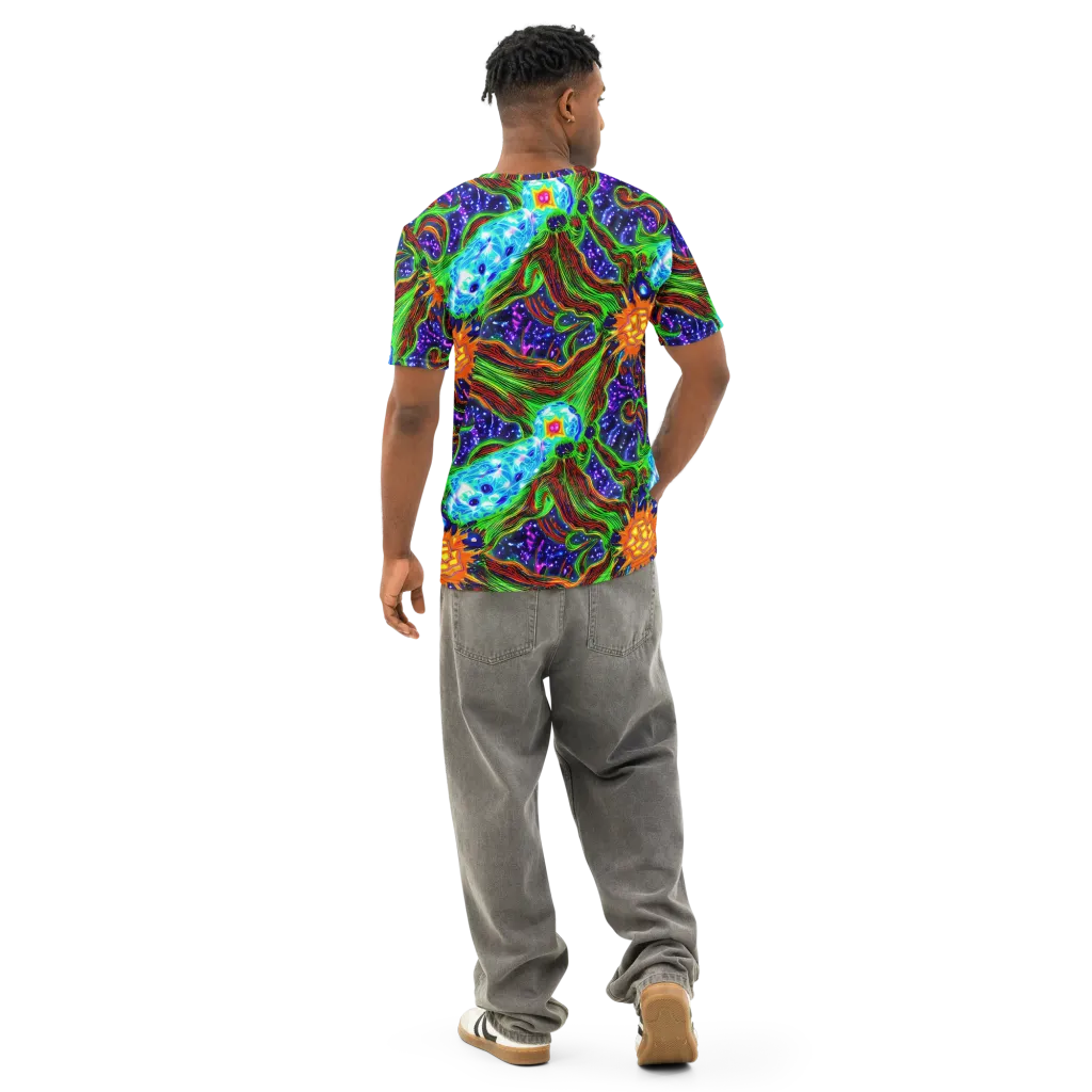 Fluorescent Eden on Men's Cotton Crew Neck T-Shirt — Back