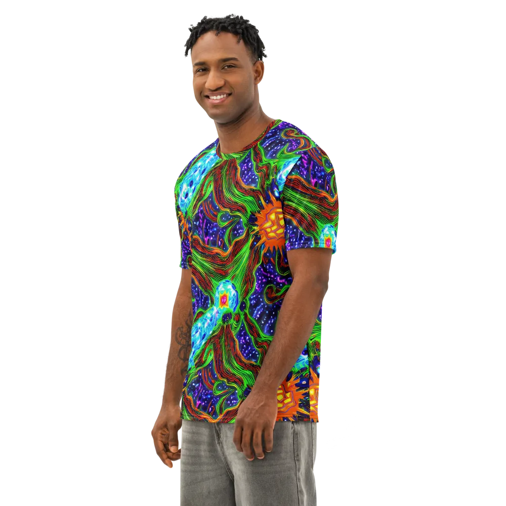 Fluorescent Eden on Men's Cotton Crew Neck T-Shirt — Left Front
