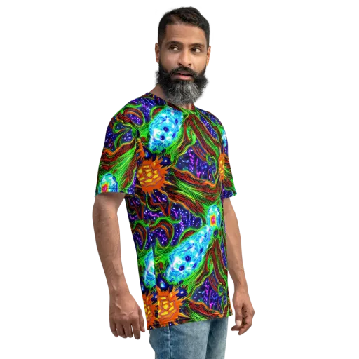 Fluorescent Eden on a Men's Crew Neck T-Shirt
