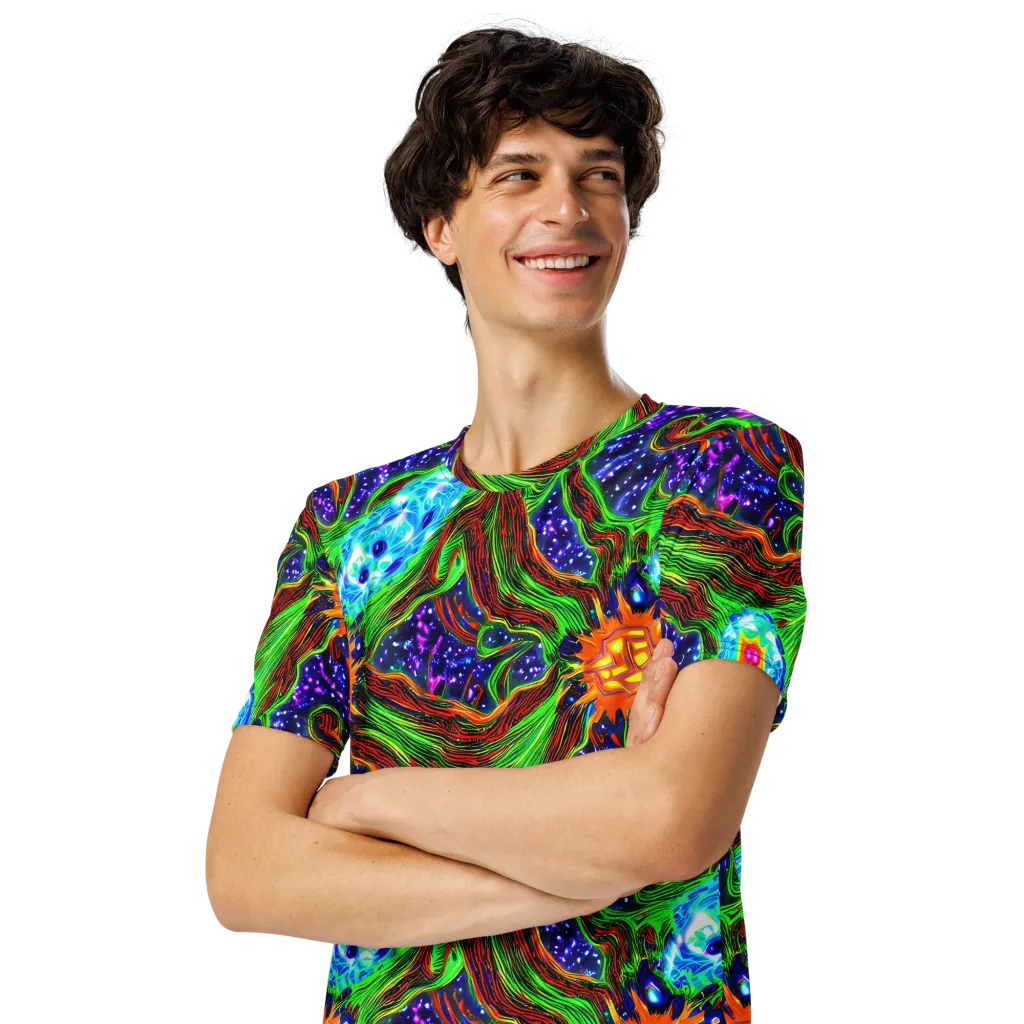 Fluorescent Eden on Men's Crew Neck T-Shirt — Left Front