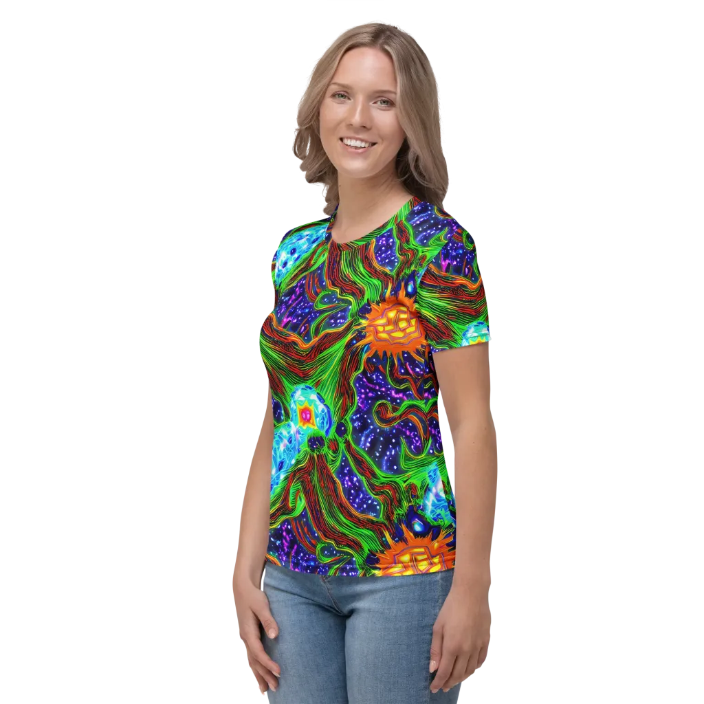 Fluorescent Eden on Women's Crew Neck T-Shirt — Left