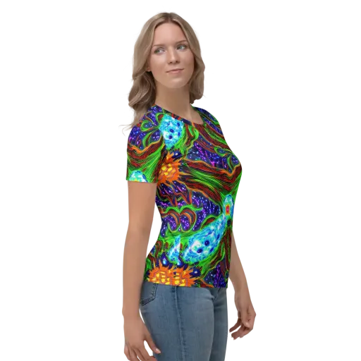 Fluorescent Eden on a Women's Crew Neck T-Shirt
