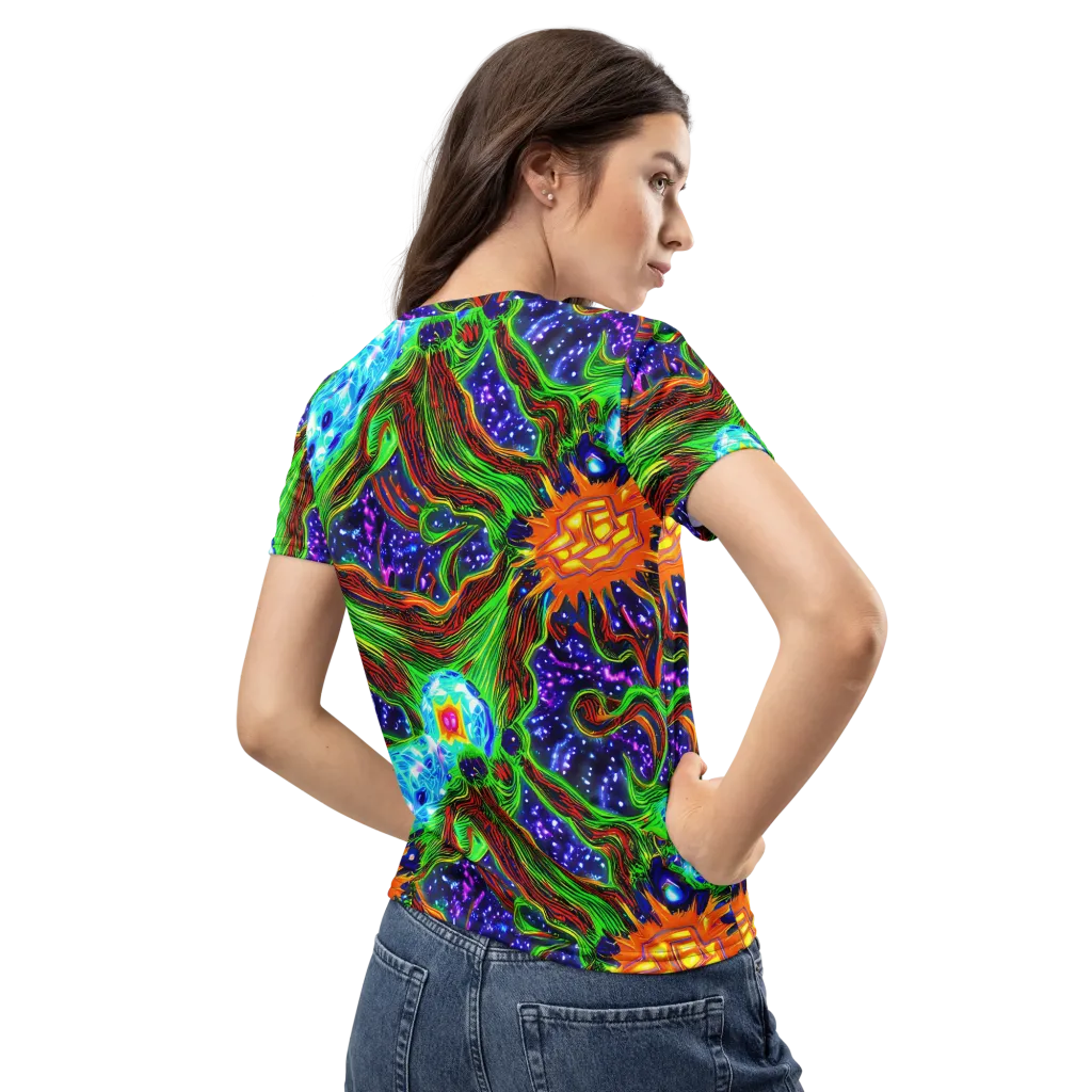 Fluorescent Eden on Women's Crew Neck T-Shirt — Back