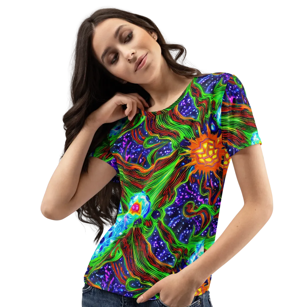 Fluorescent Eden on Women's Crew Neck T-Shirt — Left Front