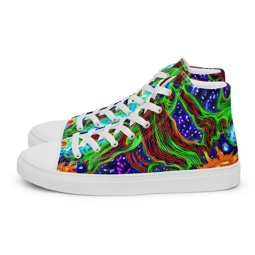 Fluorescent Eden on Women's High Top Canvas Shoes — Left