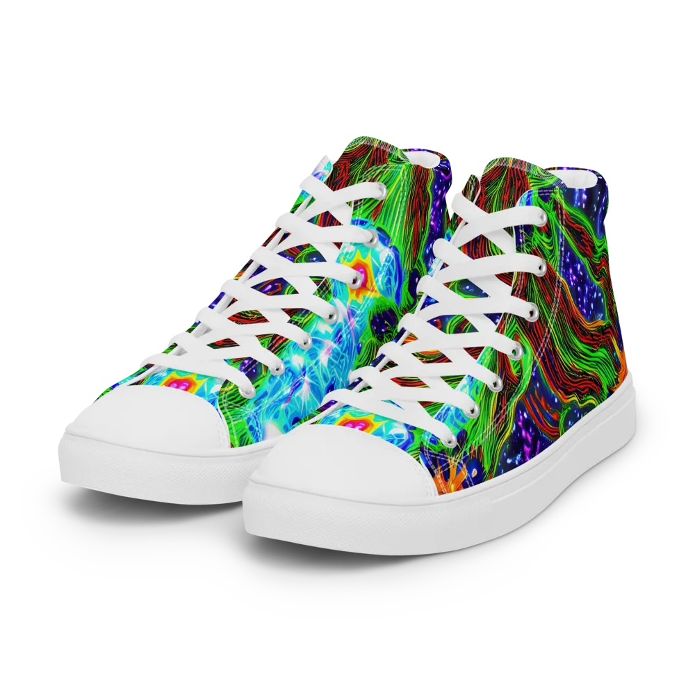 Fluorescent Eden on Women's High Top Canvas Shoes — Left Front