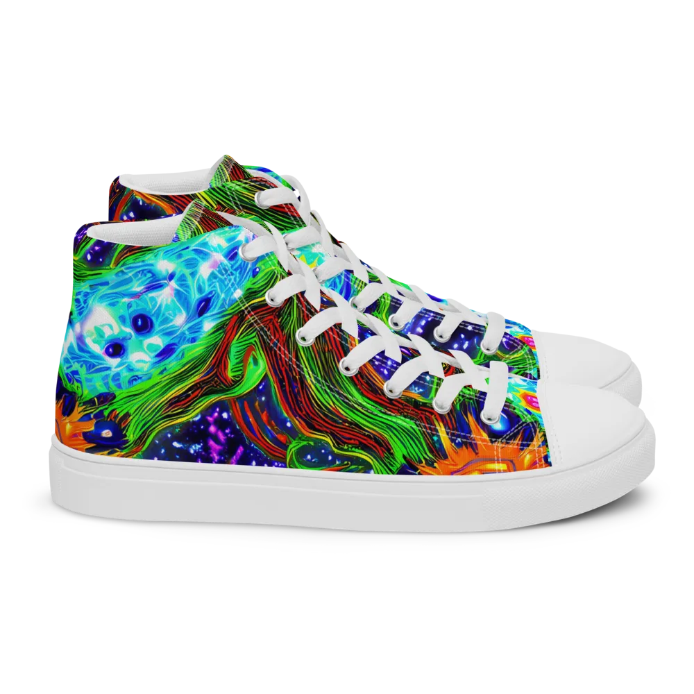 Fluorescent Eden on Women's High Top Canvas Shoes — Right