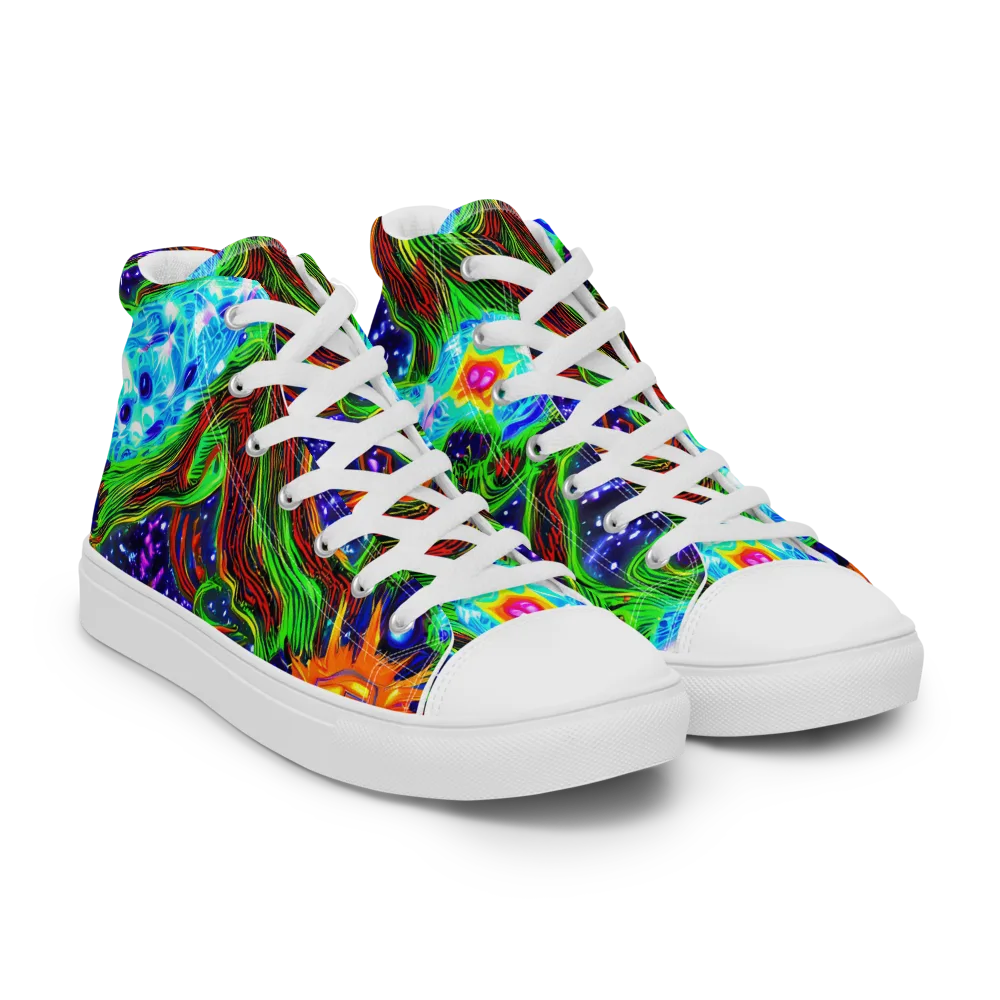 Fluorescent Eden on Women's High Top Canvas Shoes — Right Front
