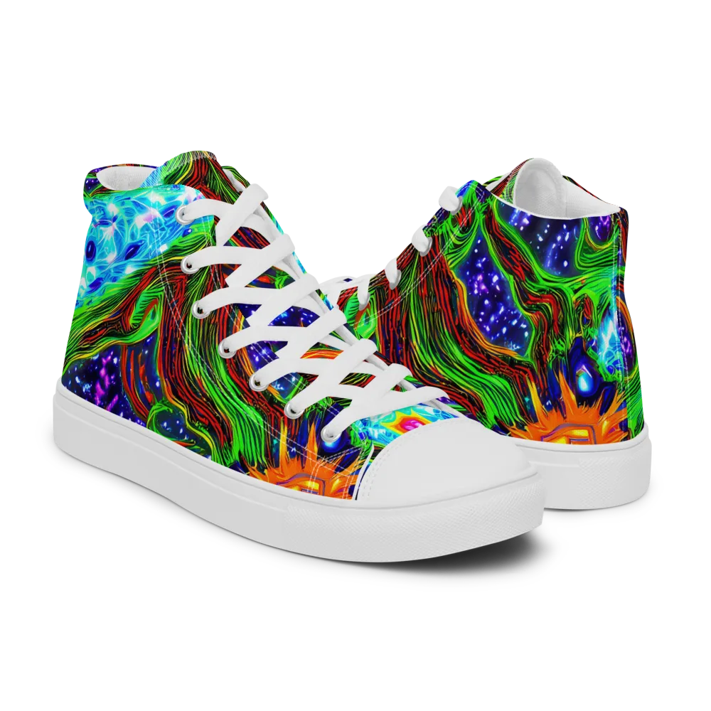 Fluorescent Eden on Women's High Top Canvas Shoes — Right
