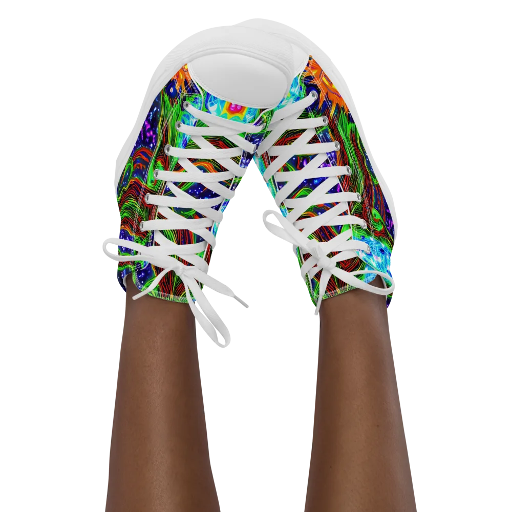 Fluorescent Eden on Women's High Top Canvas Shoes — Front