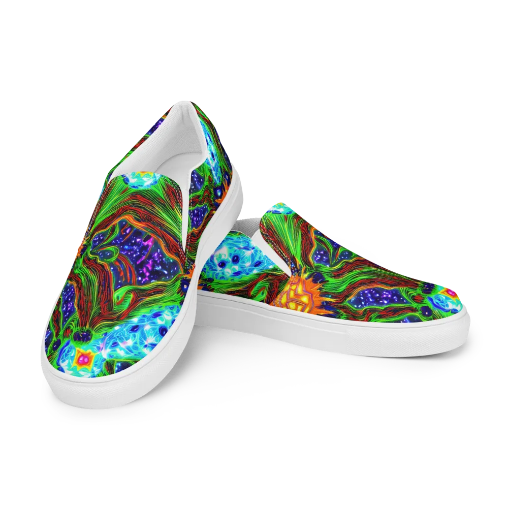 Fluorescent Eden on Men's Slip-On Canvas Shoes — Left Front