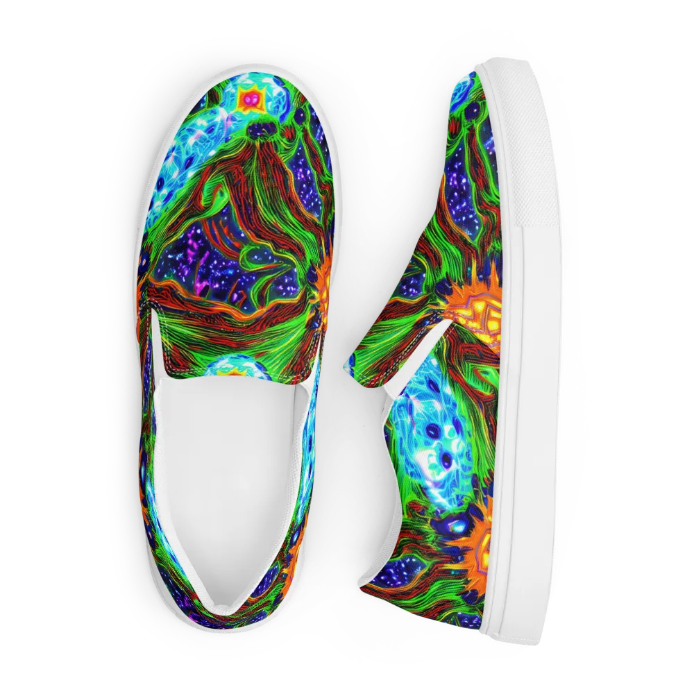Fluorescent Eden on Men's Slip-On Canvas Shoes — Front