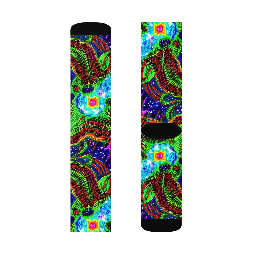 Fluorescent Eden on Socks — Left Sock