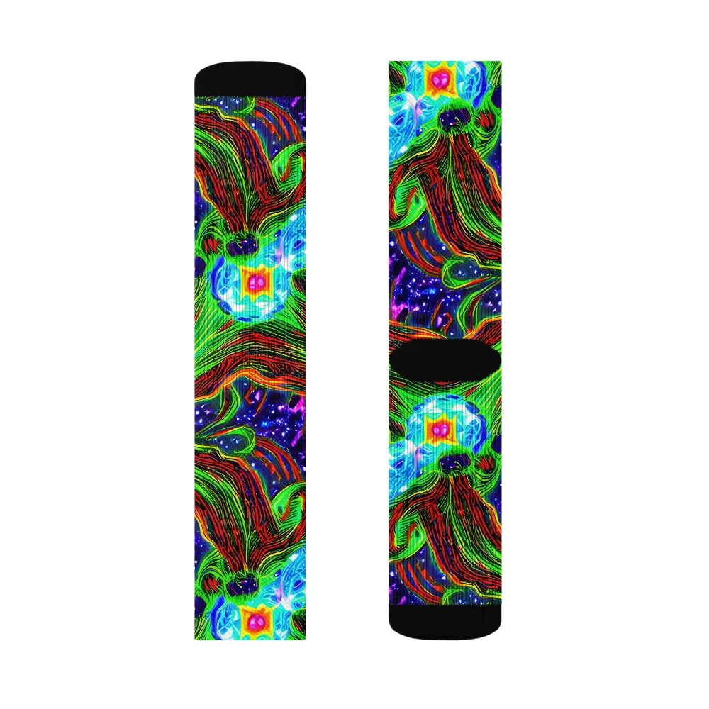 Fluorescent Eden on Socks — Right Sock