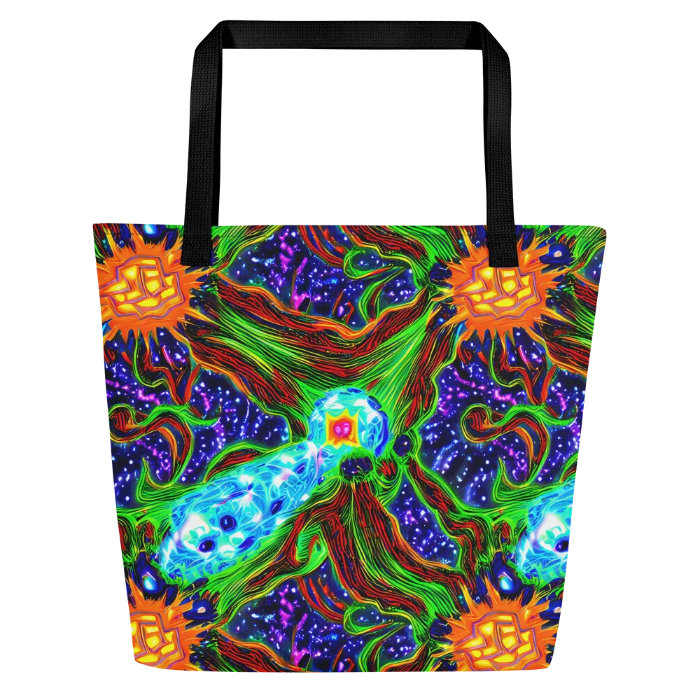 Fluorescent Eden on Large Tote Bag W/ Pocket — Front