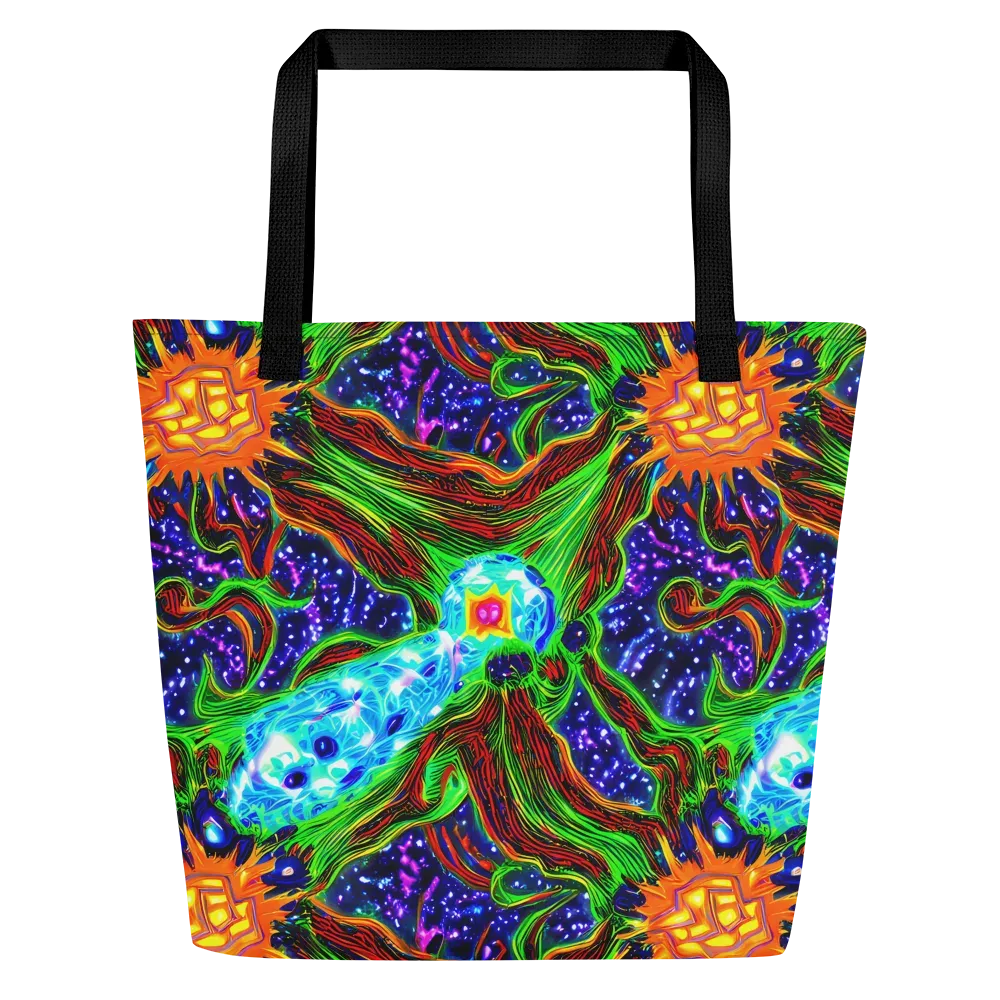 Fluorescent Eden on Large Tote Bag W/ Pocket — Front