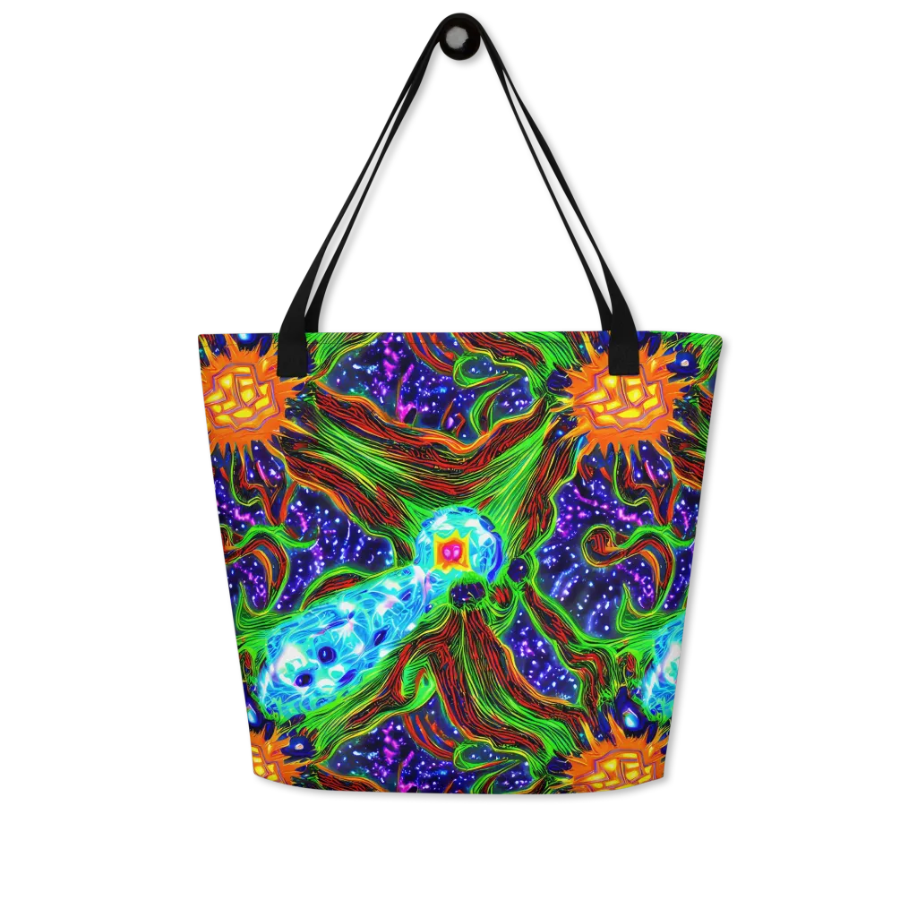 Fluorescent Eden on Large Tote Bag W/ Pocket — Front