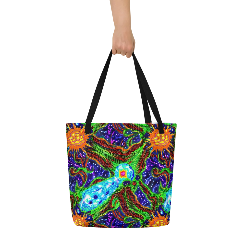 Fluorescent Eden on Large Tote Bag W/ Pocket — Front