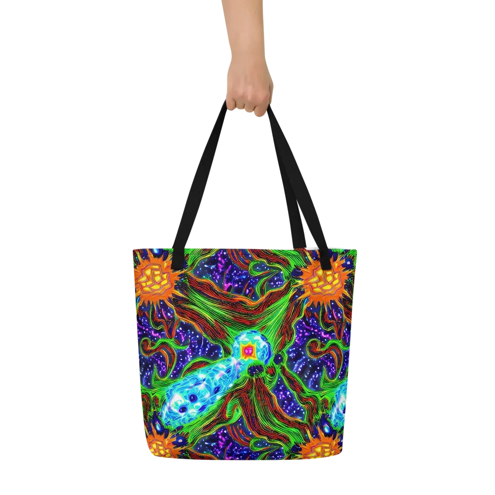 Fluorescent Eden on Large Tote Bag W/ Pocket — Front
