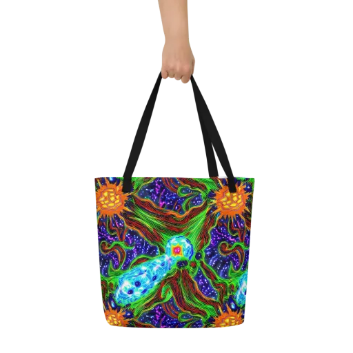 Fluorescent Eden on a Large Tote Bag W/ Pocket