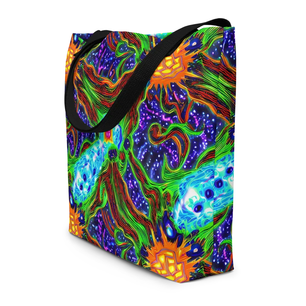 Fluorescent Eden on Large Tote Bag W/ Pocket — Front