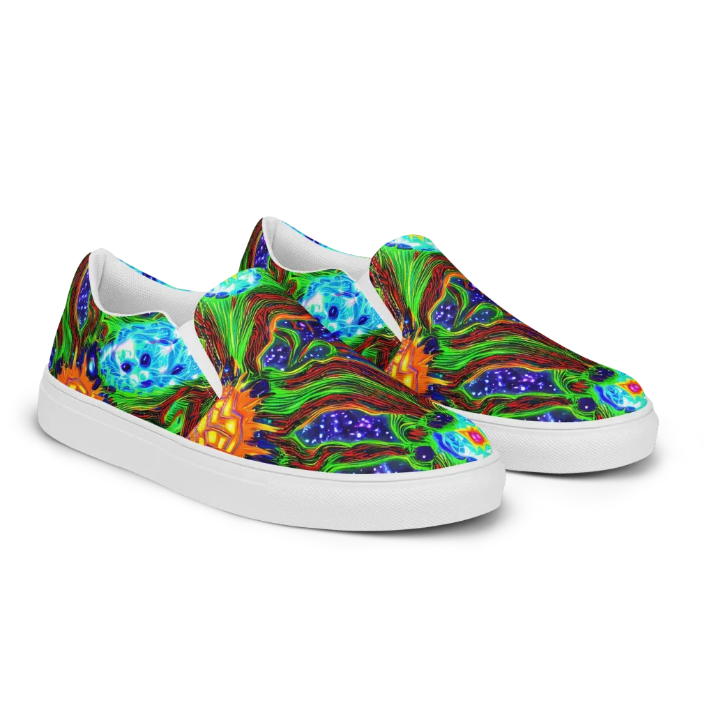Fluorescent Eden on Women's Slip-On Canvas Shoes — Right Front