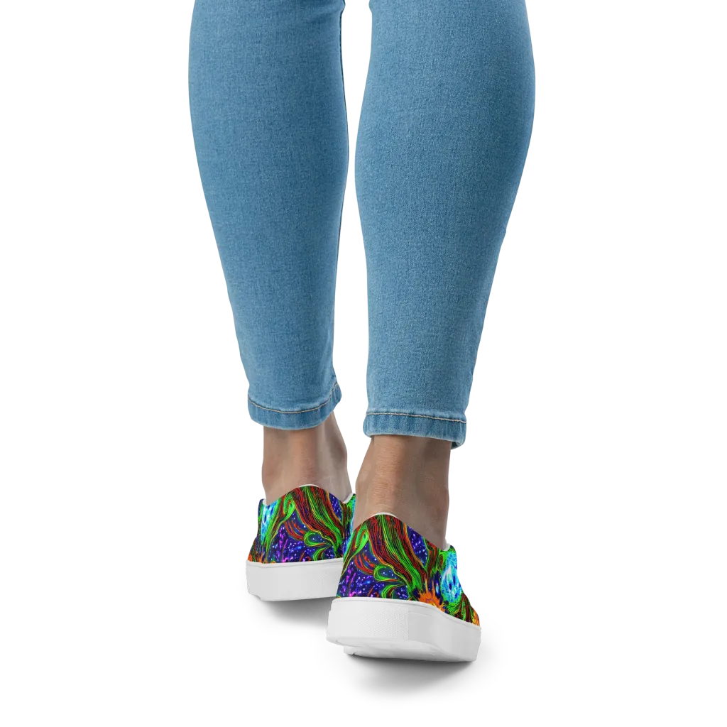 Fluorescent Eden on Women's Slip-On Canvas Shoes — Back