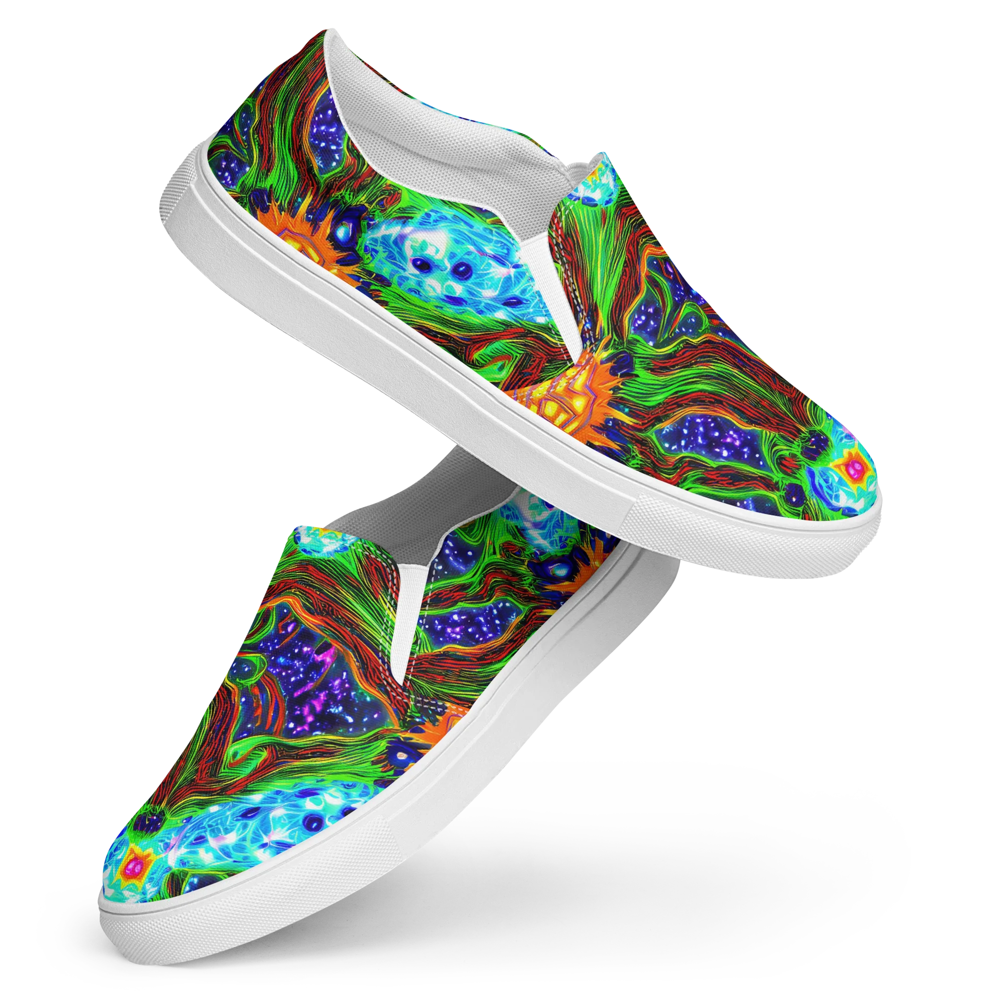 Fluorescent Eden on Women's Slip-On Canvas Shoes — Front