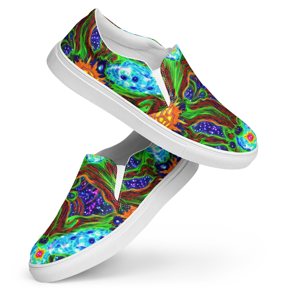 Fluorescent Eden on Women's Slip-On Canvas Shoes — Front