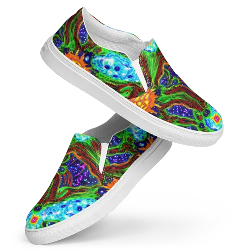Fluorescent Eden on a Women's Slip-On Canvas Shoes