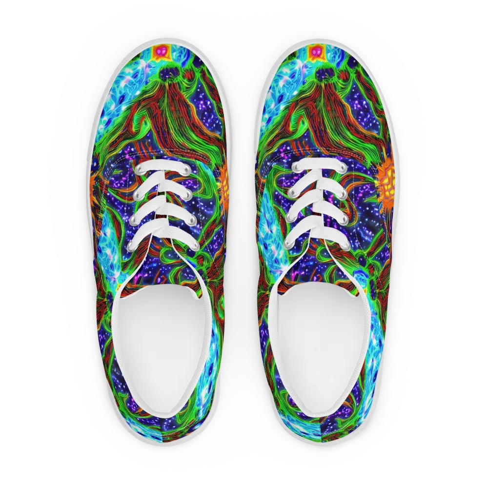 Fluorescent Eden on Men's Lace-Up Canvas Shoes — Front