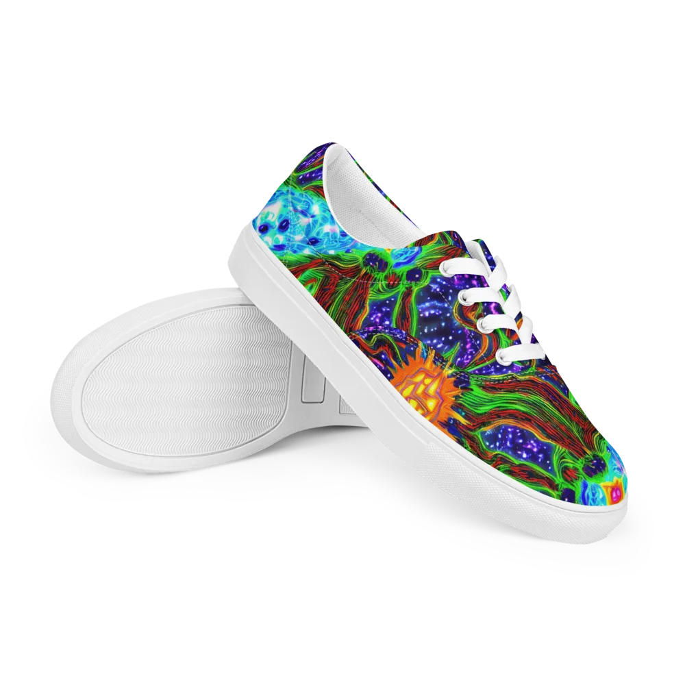 Fluorescent Eden on Men's Lace-Up Canvas Shoes — Right Front
