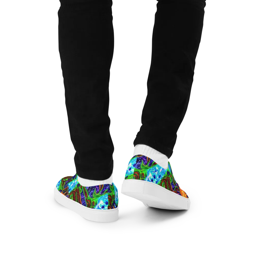 Fluorescent Eden on Men's Lace-Up Canvas Shoes — Back